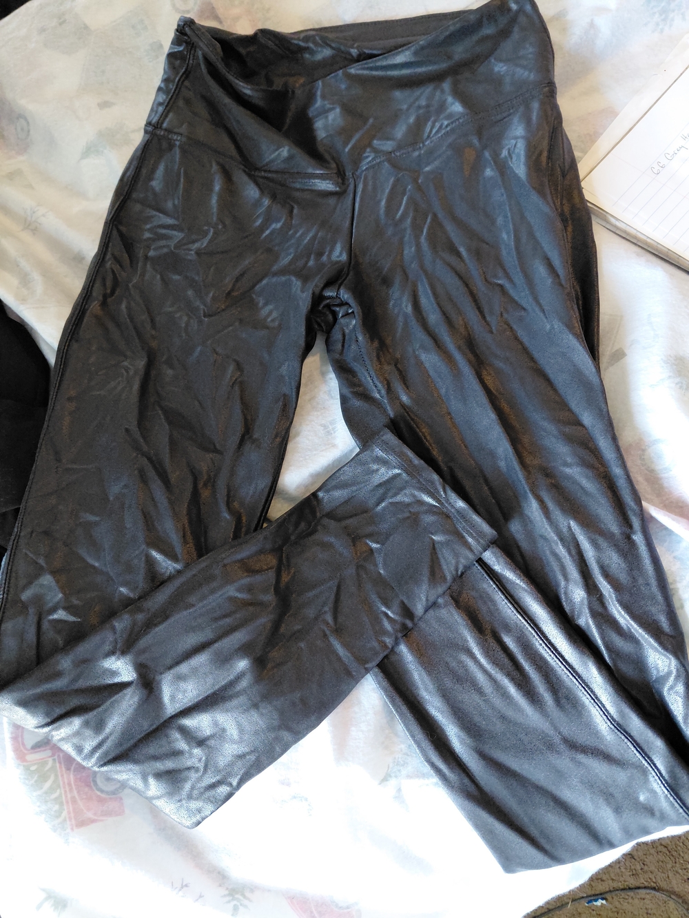 Time and Tru Black Faux Leather High-Waist Leggings